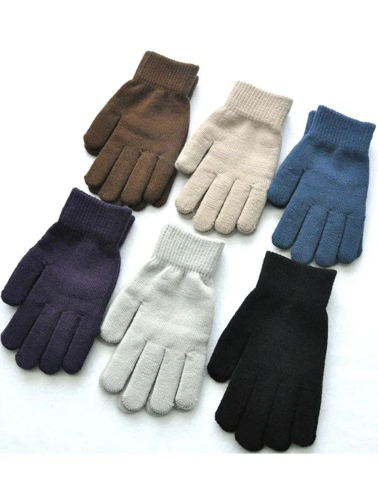 AliExpress 1Pair Knitted Woolen Couple Gloves Winter Solid Color Full Finger Mittens Hand Warmer Men Women Gloves Thicken Cycling Gloves