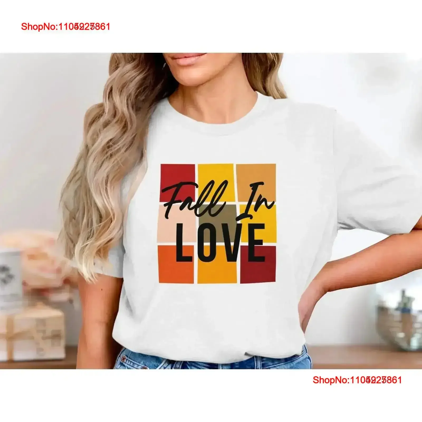 Fall In Love T Shirt Themed Autumn Colors Seasonal for Lovers Cozy vintage Washed graphic Stretched fashion vintage Washed