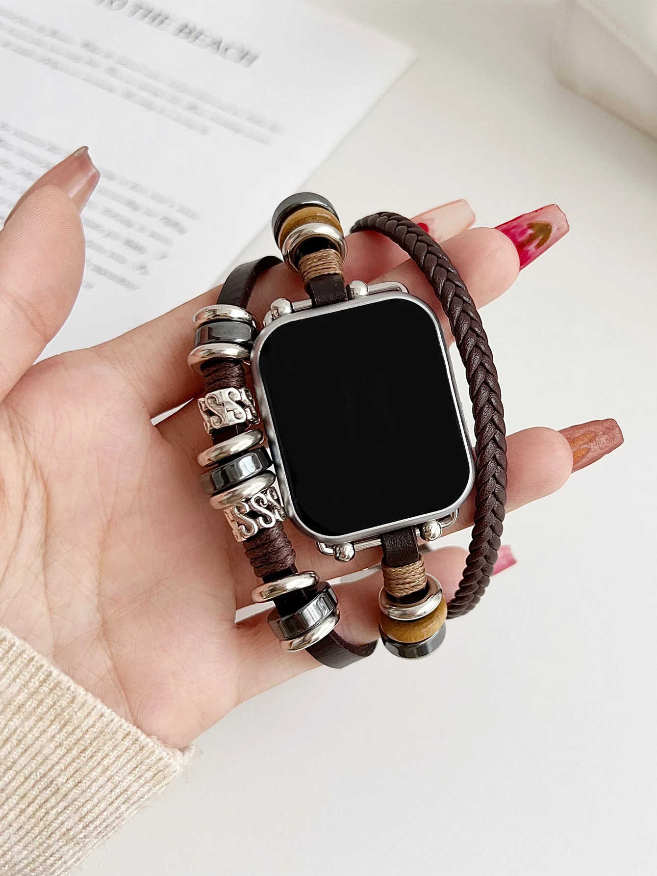 Retro strap for Apple watch band Bohemia Bead Bracelet for Series42 44 45 38 40mm Men and Women for Iwatch98765SE woven wrist