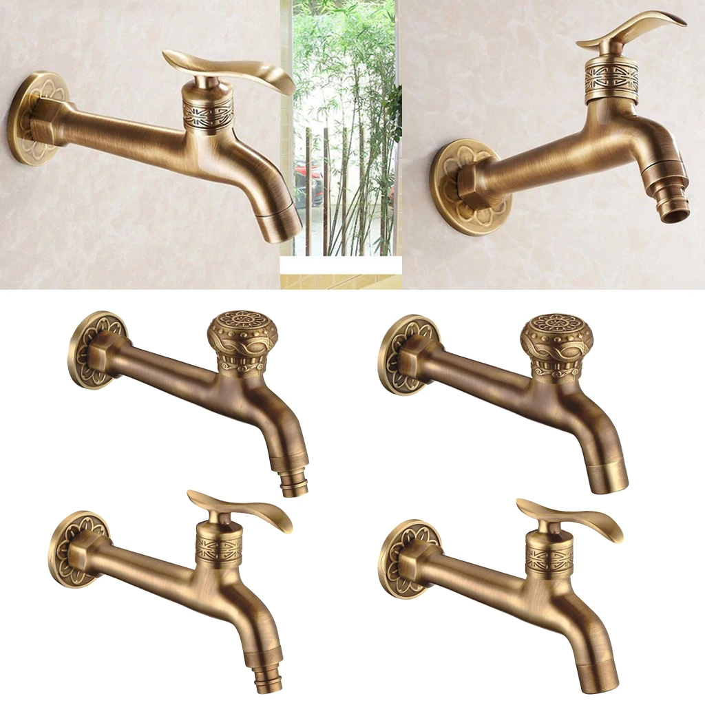 Rubinetto per acqua per lavatrice da giardino in lega antica montato a parete