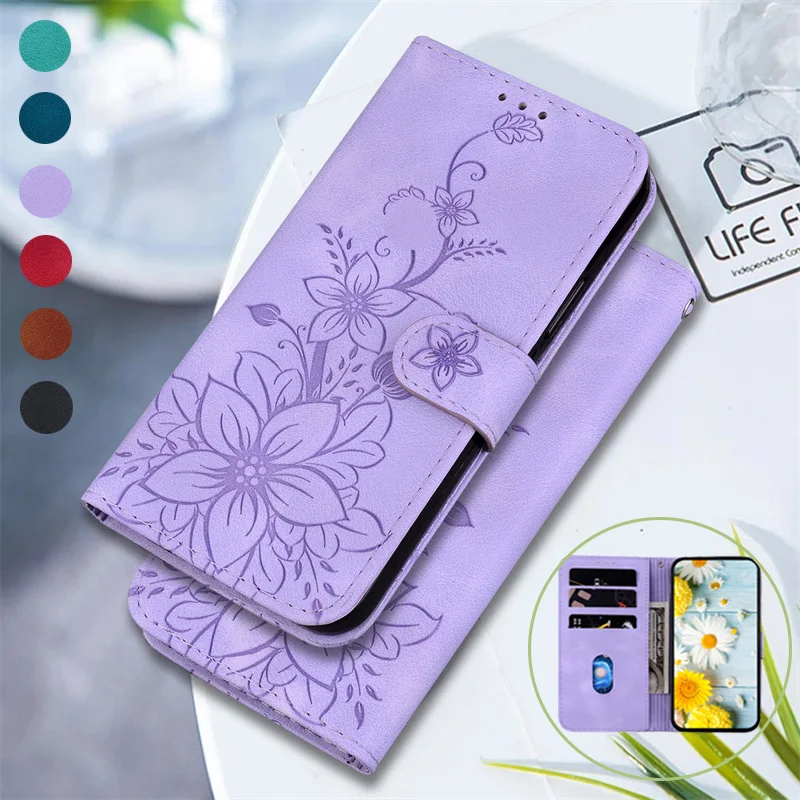 Leather Flip Case For Oppo Realme C53 C55 Cover on for Realme C25s C25Y C35 C33 C15 Capa Fahion Flower Dustproof Book Case Coque