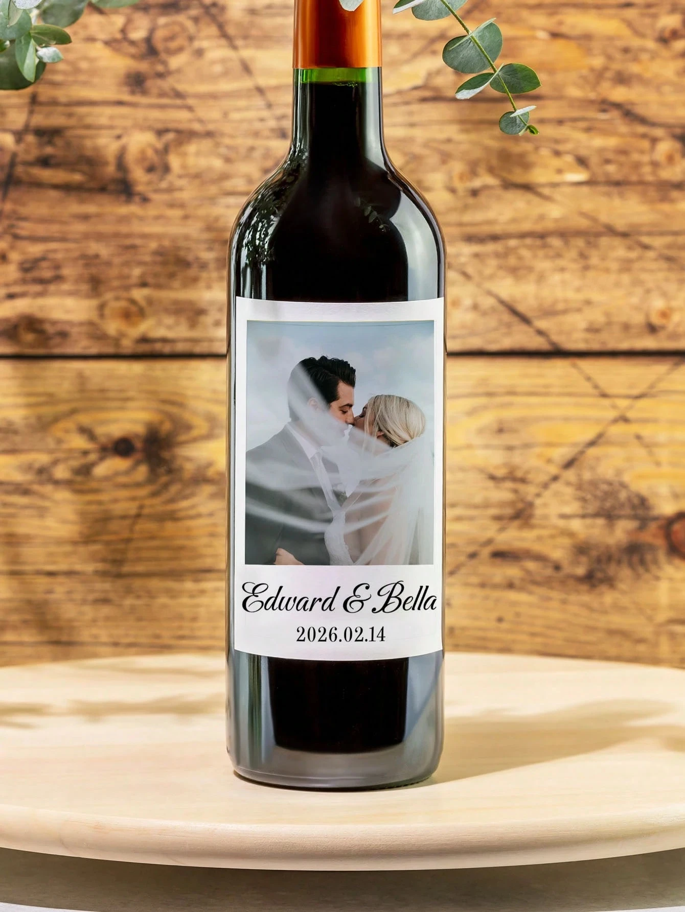 Customized Champagne Wine Bottle Labels Waterproof Oil Proof Photo Stickers For Couples Wedding Newlyweds Party