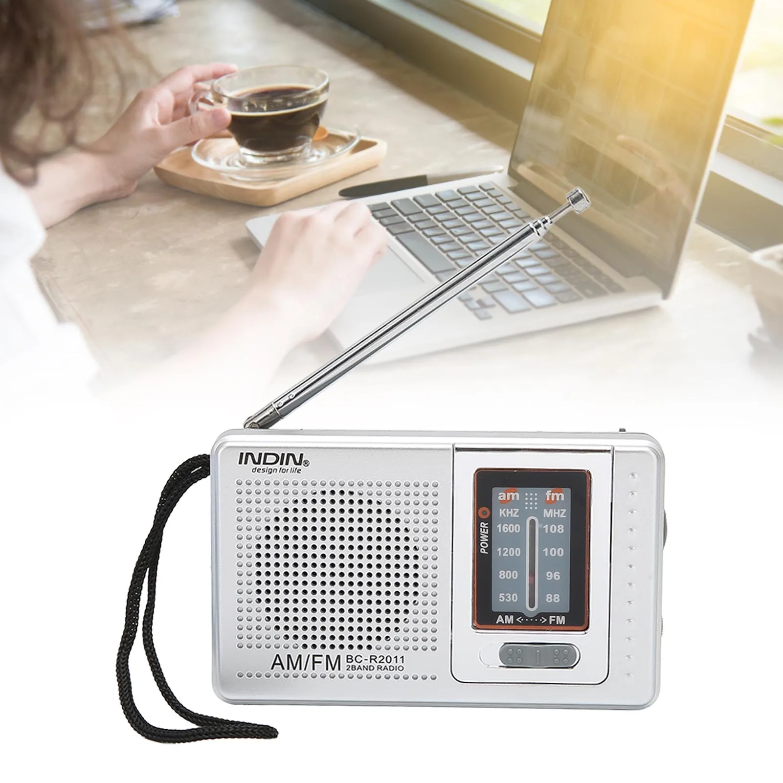 Radio AM FM Gris plateado Durable con pilas Altavoz incorporado Radio de bolsillo portátil Calidad perfecta para viajes al aire libre