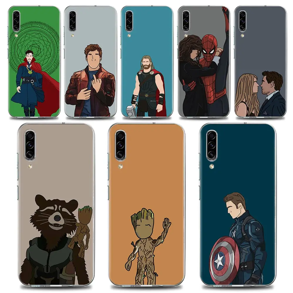 Clear Case For Samsung Galaxy A50 A70 A30s A30 A40 A20 E A03 S Note 20 Ultra 8 9 10 Cover Faceless Marvel Raccoon Groot Avengers