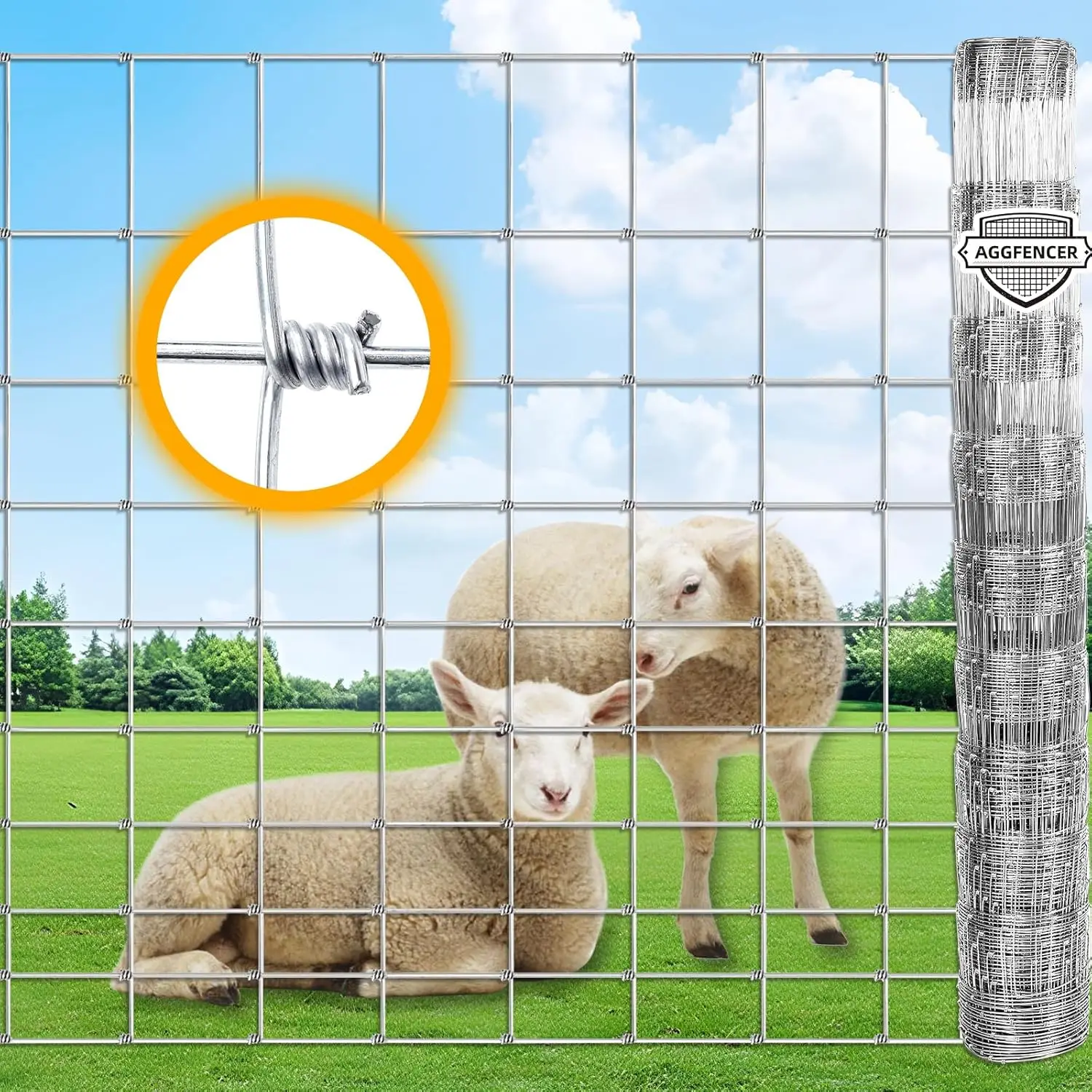 

4ft x 104ft Galvanized Fixed Knot Fence for Livestock and Garden Protection