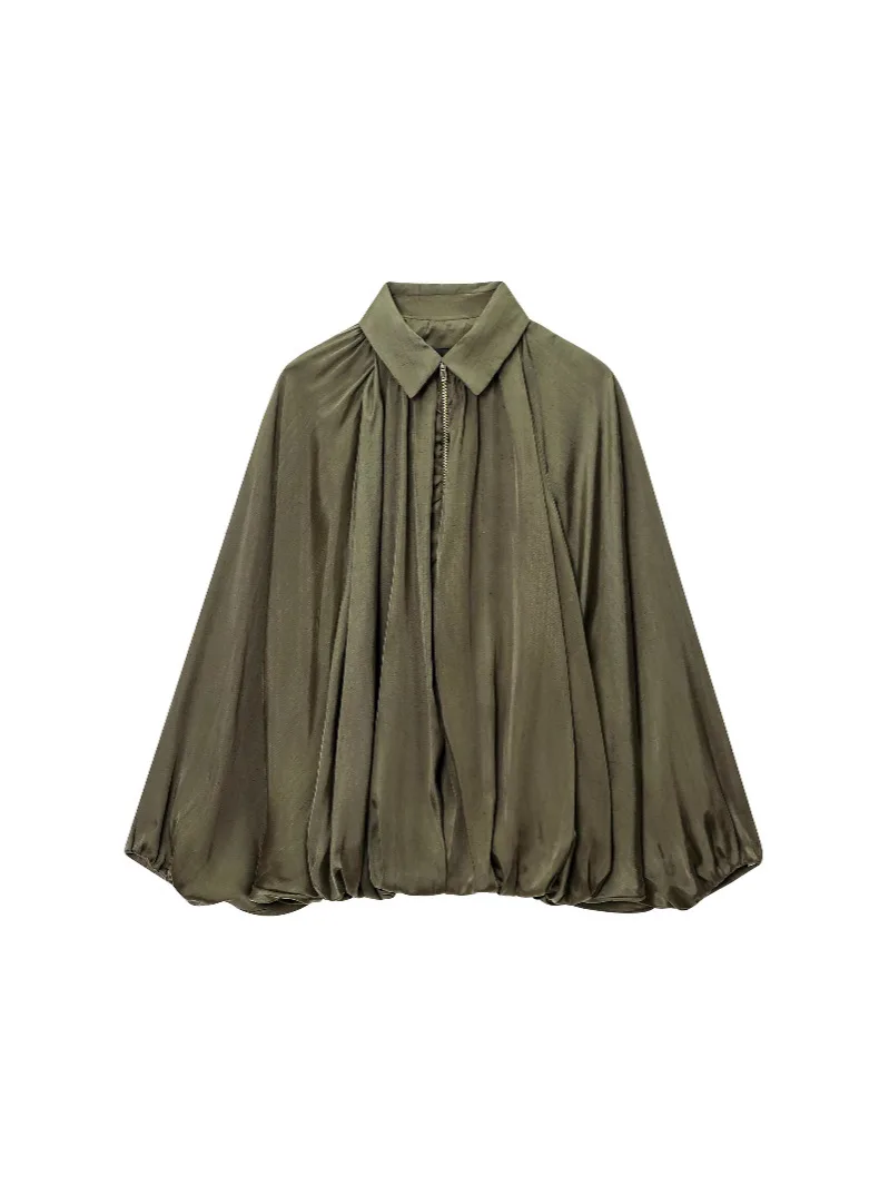 

Куртки-бомберы Женская куртка в американском стиле Осенняя атласная блестящая прикрашенная на пуговицах Slim Fit Модная светская вечеринка Гламурная теплая