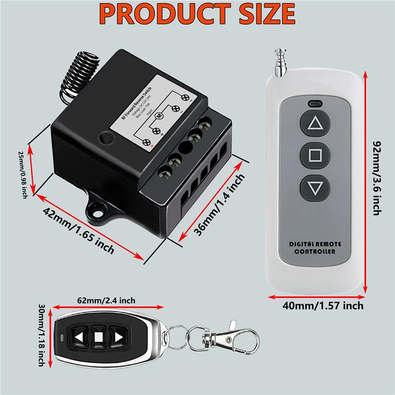 A98T 4X DC12V-24V Forward Reverse Switch, Linear Actuator Remote Control, 10A Current, 165 Ft Range , With Remote