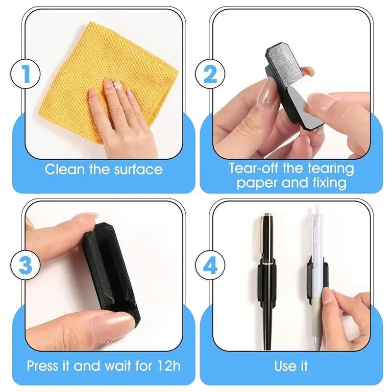 【HOT A69Z!】For Desk, Wall& Clipboard Compatible Adhesive Pencil Holders 40-Pack-Silicone Pen Holders-Rugged Grip Stationery Orga