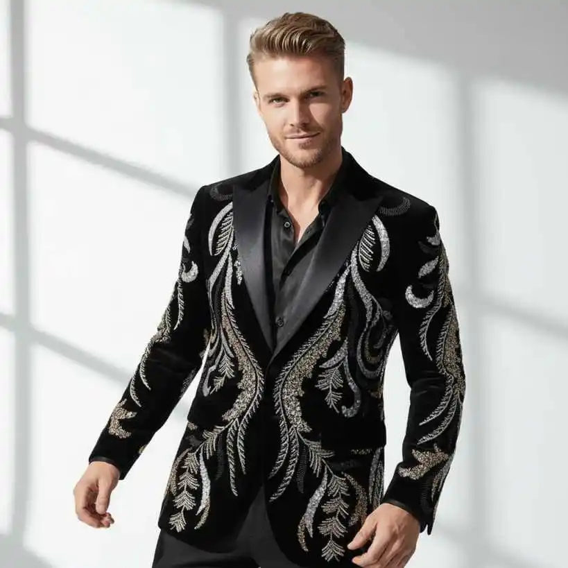 Luxurious Groom Wedding Tuxedos 2 Pieces Jacket Pant Peaked Lapel One Button Special Business Occasion Party Banquet Customized