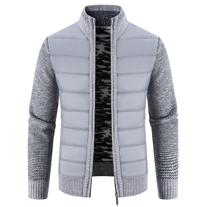 New Fashion Jacket Men Knit Baseball Collar Coat Autumn Winter Thick Warm Fleece Clothing Full Zip Sweater Cardigan Jackets