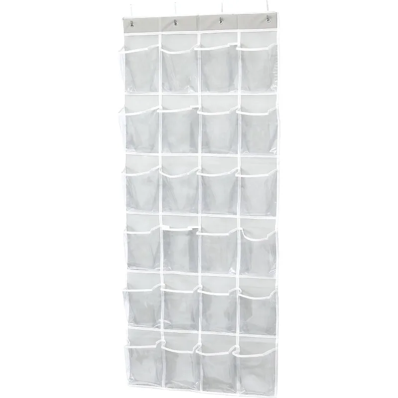 

Simple Houseware 24 Pockets Large Clear Pockets Over The Door Hanging Shoe Organizer, Gray (56" x 22.5")