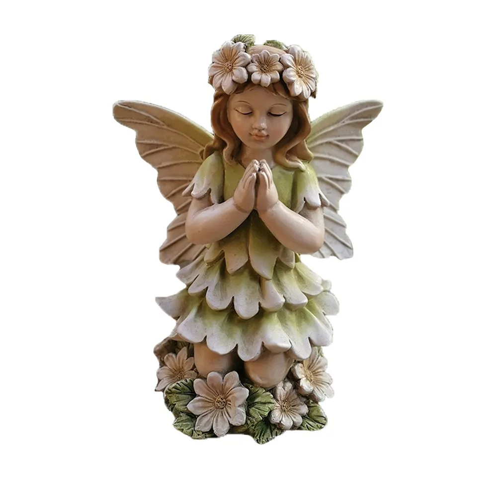 

Micro Landscape Resin Flower Fairy Statue Antique Cute Angel Sculpture Exquisite Handmade Garden Miniature Figurine Home