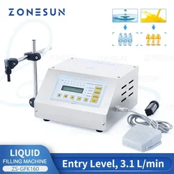 Zonesun 5-3500ml controle digital água bebida álcool perfume suco leite pequena garrafa enchimento gfk 160 máquina de enchimento líquido