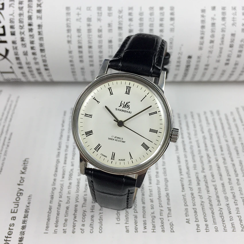 2022 Original Shanghai 8120 all steel Rome white face manual mechanical men's watch Diameter 36 mm