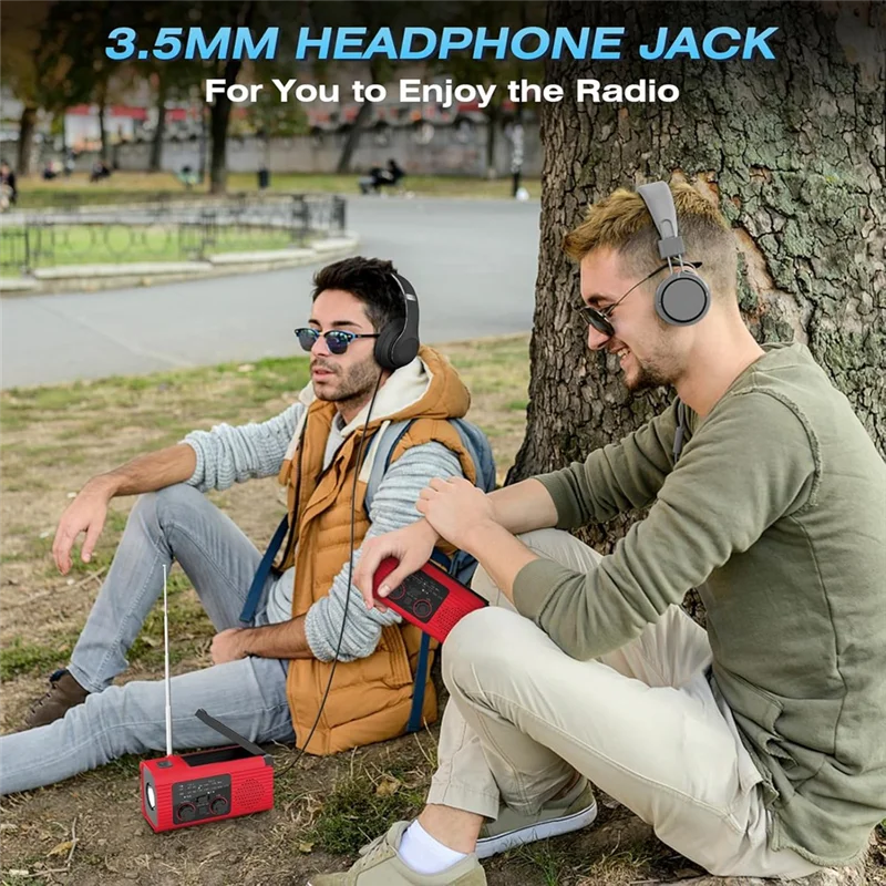 A25R-Emergency Radio Hand Crank Radio Multi-Function AM/FM/NOAA Solar Hand Crank Emergency Radio SOS Alarm 4000Mah