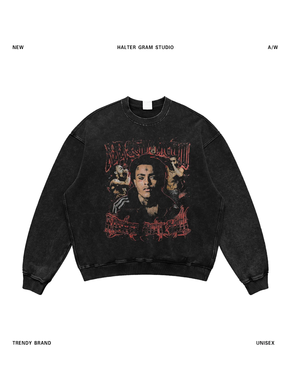 

Мужской свитшот в стиле ретро, американский, с круглым вырезом, свободного кроя, в уличном стиле, модный, с цифровым принтом, из хлопка, с длинными рукавами