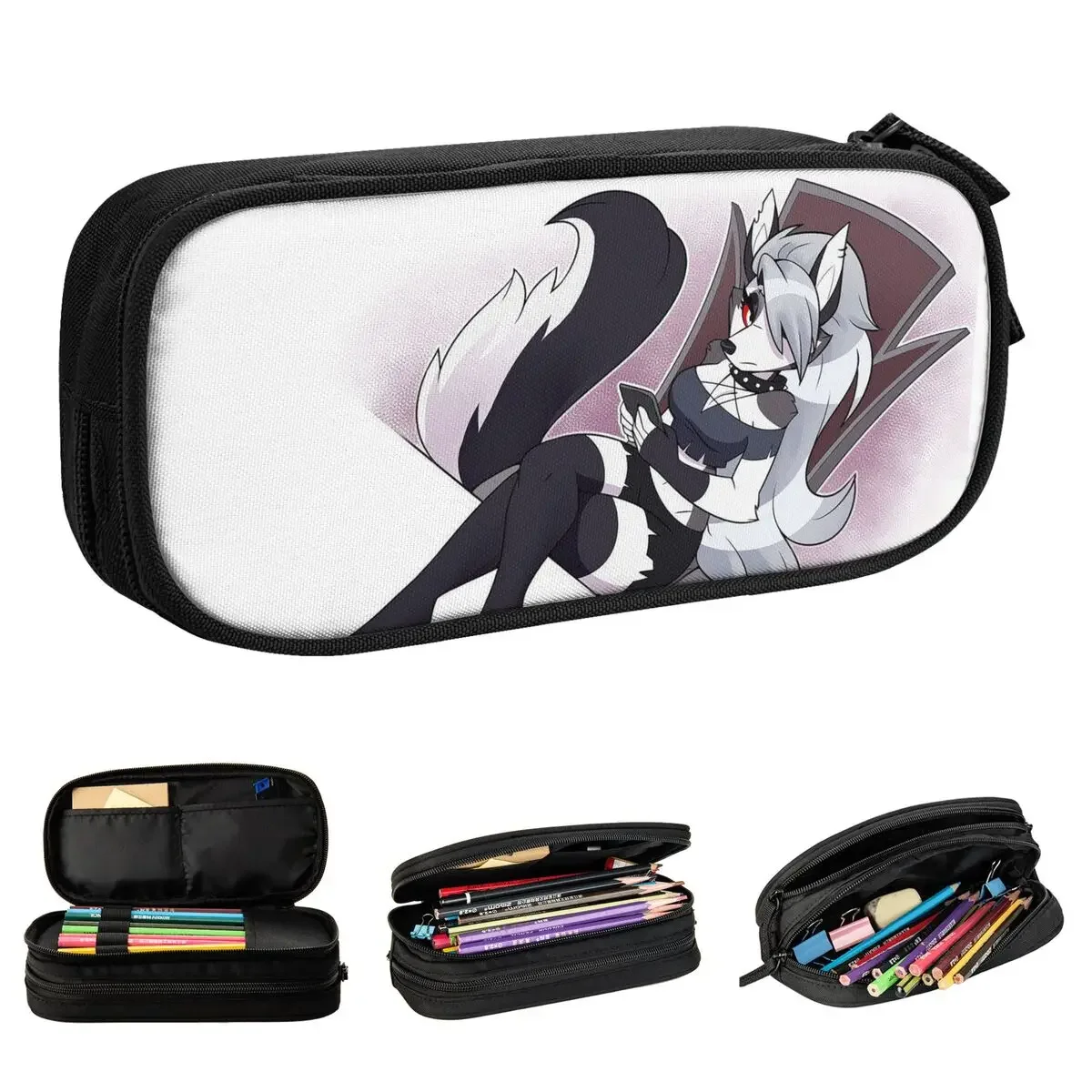 

Helluva Boss Anime Pencil Cases Loona Cool Pen Holder Pencil Bags for Student Big Capacity School Supplies Zipper Pencilcases
