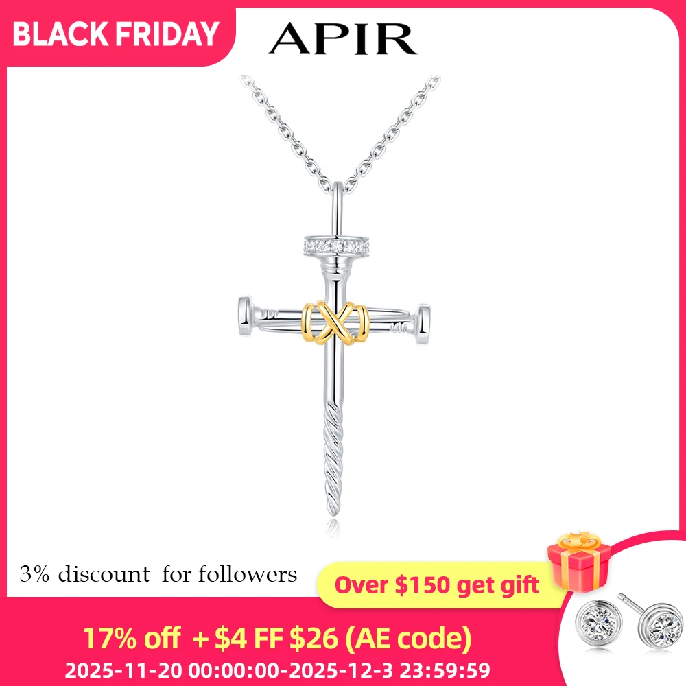 

APIR стерлингового серебра 925 пробы, ожерелья с крестом, инкрустация муассанитом, уникальный дизайн ногтей, кулон, религиозные ювелирные изделия, подарок для мужчин и женщин