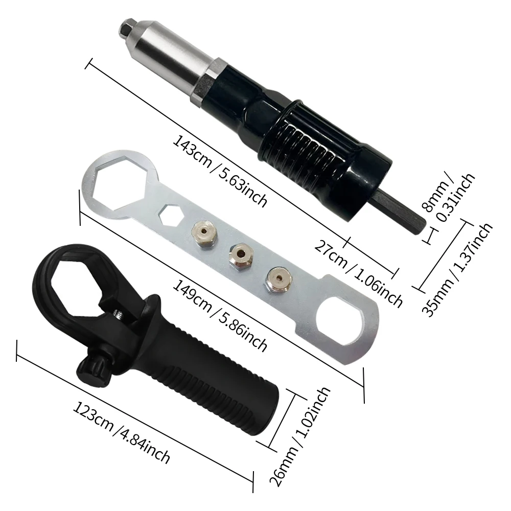 

3PCS Electric Rivet Gun rivet nut gun drill adapter riveting Insert Nut Pull Rivet Tool Drill Bit Adapter Insert Nut Kit