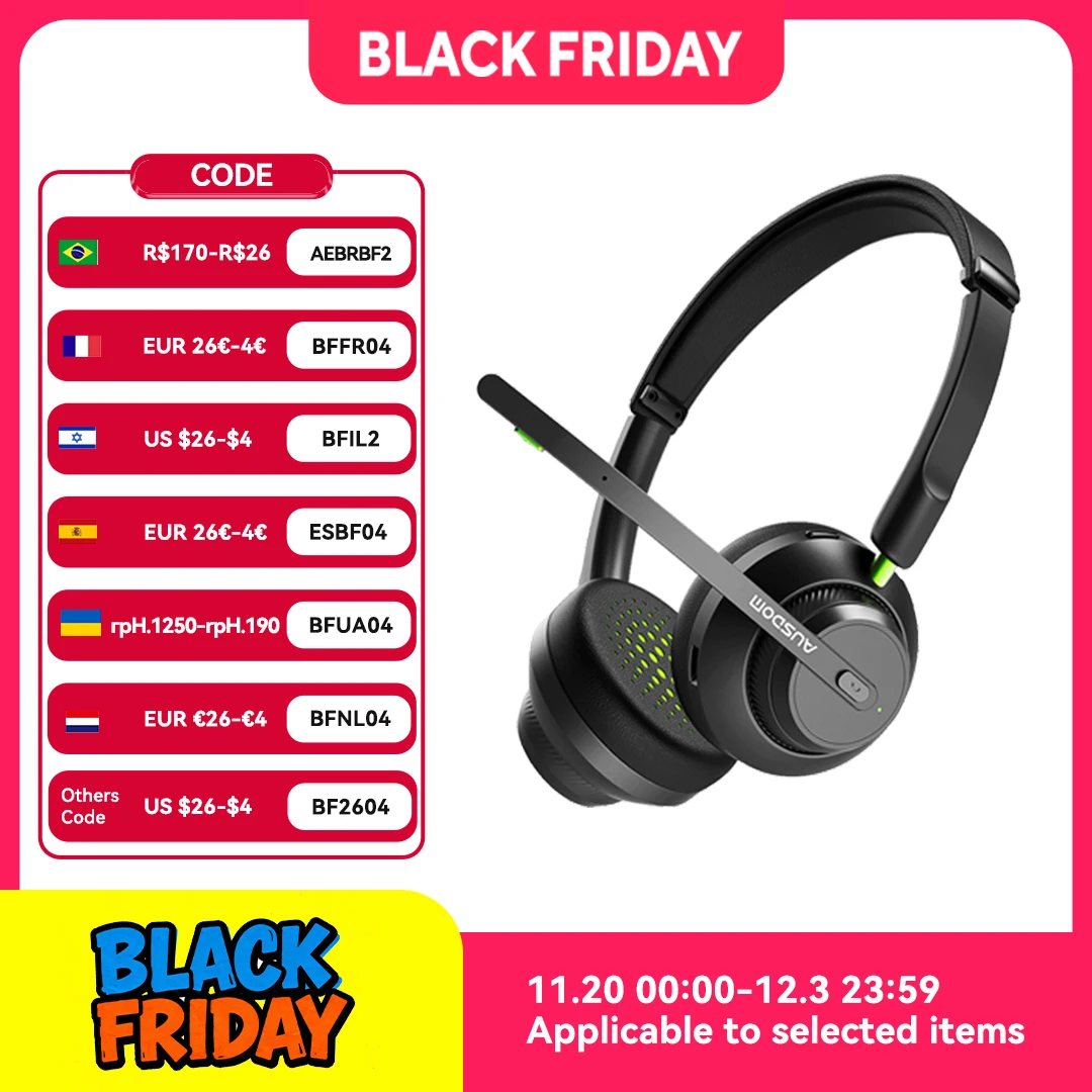 Voipfocus A2304เชื่อมต่อ2 UC Bluetooth 5.1หูฟัง AI สเตอริโอไมโครโฟนไร้สาย50H ชุดหูฟัง Dongle ขาตั้งสำหรับสำนักงาน