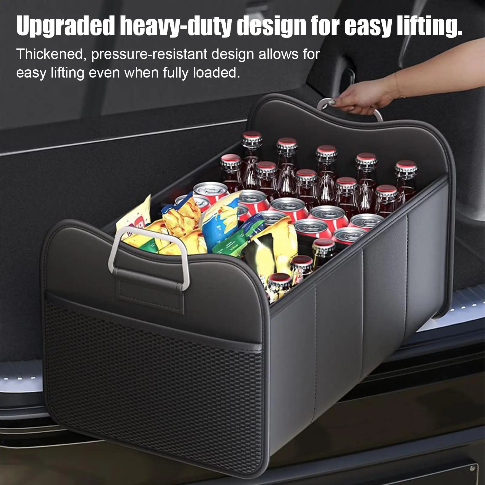 

Trunk Organizer for Car Car Trunk Storage Organizer with Lid Large Foldable Storage Box Vehicle Accessories for Cargo Backseat