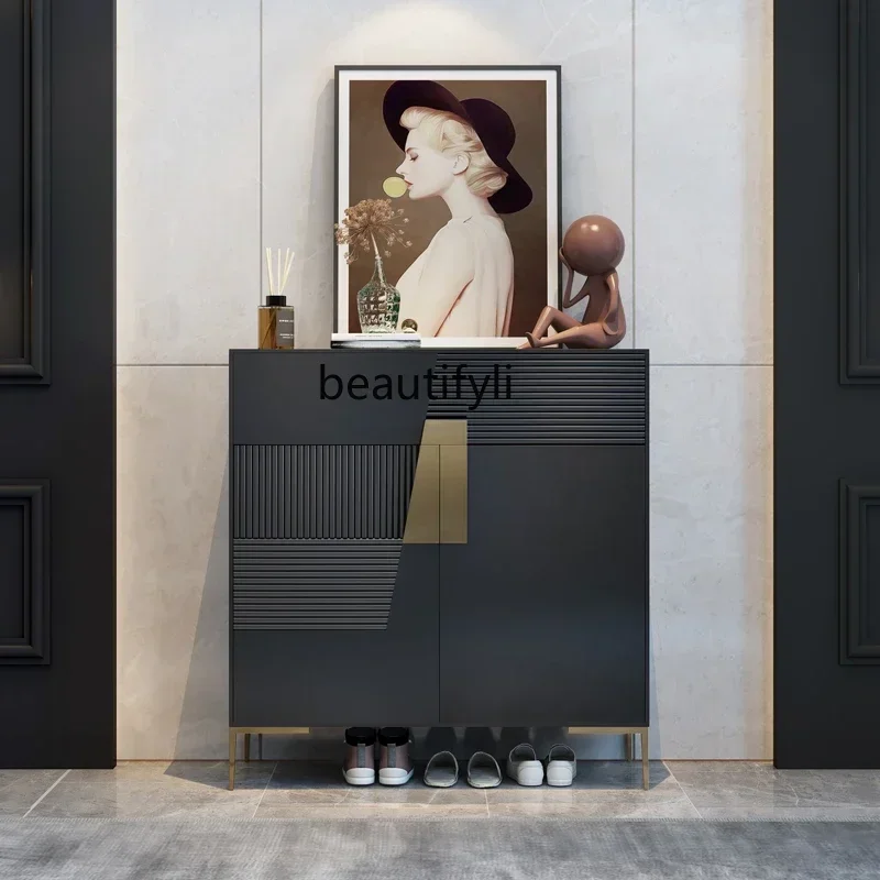 Q181 luxury minimalist solid wood entrance entrance entrance shoe cabinet modern large-capacity storage decorative partition cab