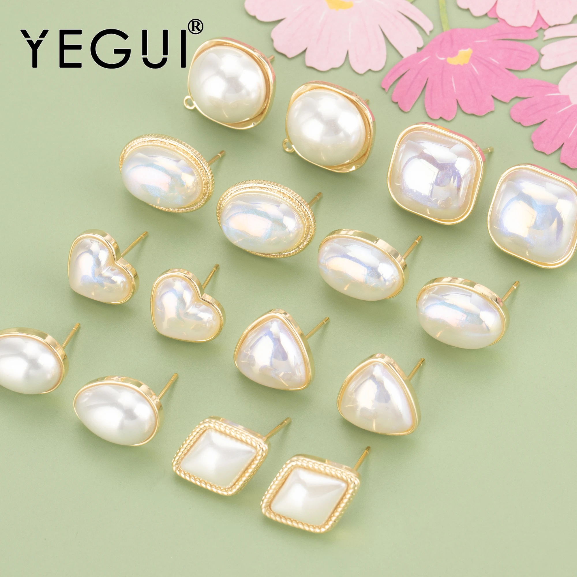 YEGUI MA99,jewelry accessories,nickel free,14k gold plated,copper,plastic pearl,jewelry making findings,diy earrings,6pcs/lot