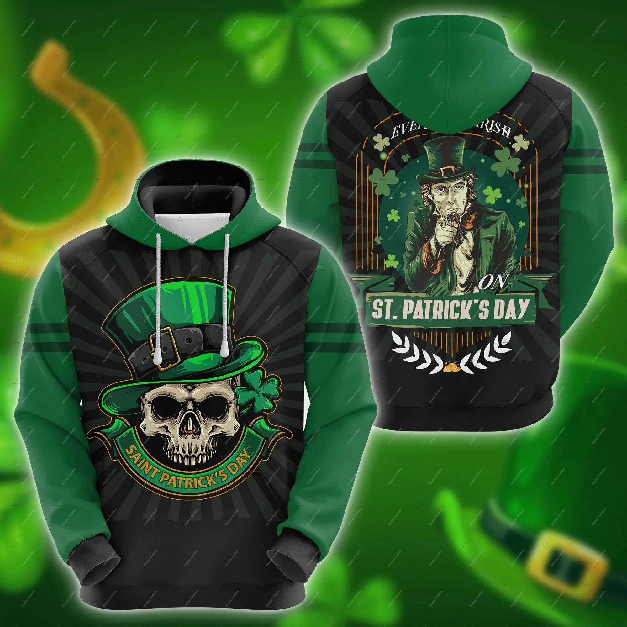 Benutzerdefinierte Name Irische Irland Land Flagge St.Patrick Tattoo Vintage Retro Unisex 3DPrint Harajuku Pullover Casual Jacke Hoodies 22
