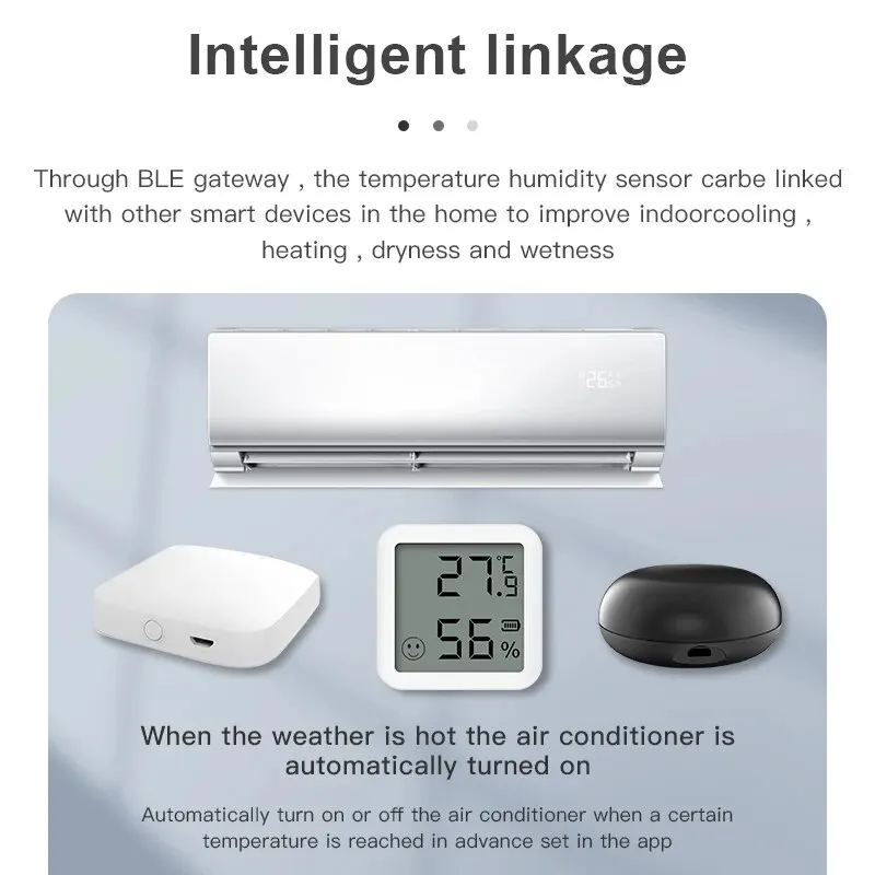 Mini Bluetooth Temperature Humidity Sensor with LCD Screen Smart Linkage Remote Control Thermometer Hygromet Alexa Google Voice