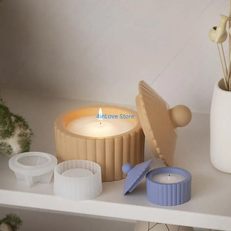 T4MD Silicone Storage Jar Mold Jewelry Case Molds Stripe Pattern Container Molds