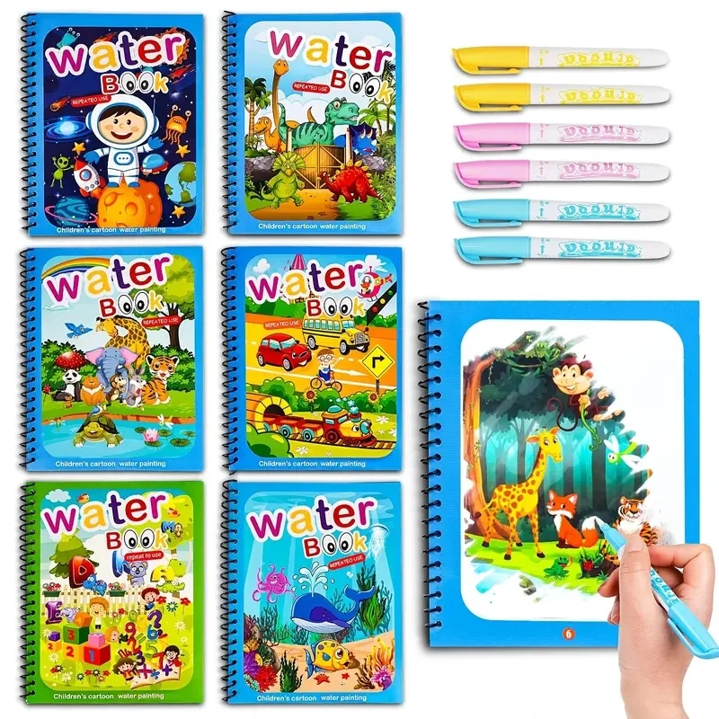 Kids Montessori Early Educational Toys Reusable Magical Water Coloring Book Baby Drawing Toys Children Graffiti Painting Books