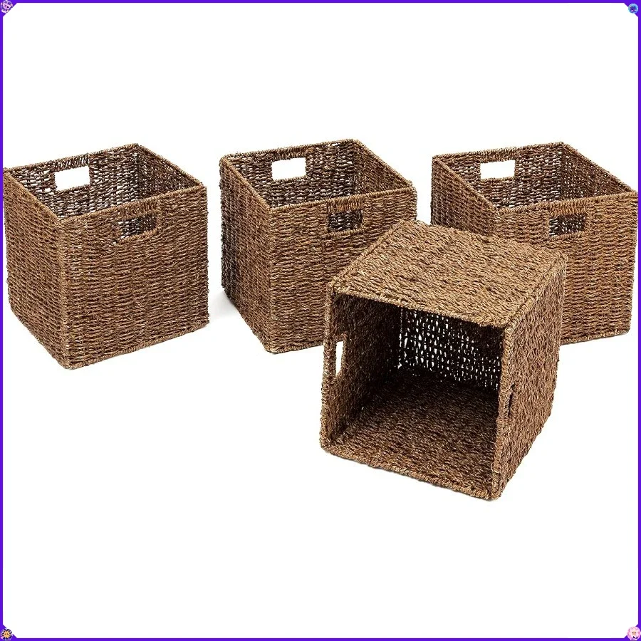 4-Pack Collapsible Storage Basket, Space-Saving Organizer for Multi-Room Clutter Control