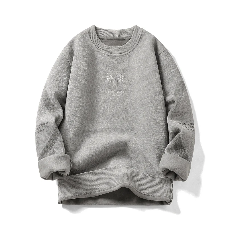 New Round Neck Wool T-shirt Fashion Coat Autumn Winter Sweater Pullover Sweatshirt Top Long Sleeve Streetwear Men Clothes Jumper