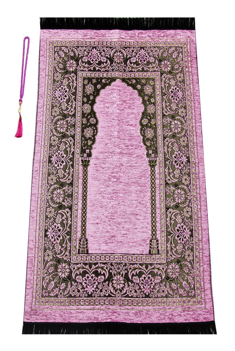 Mihrab Thick Chenille Prayer Rug Pink Muslim Islam Sheet Prayer Mat Holy Quraan Islamic Mats