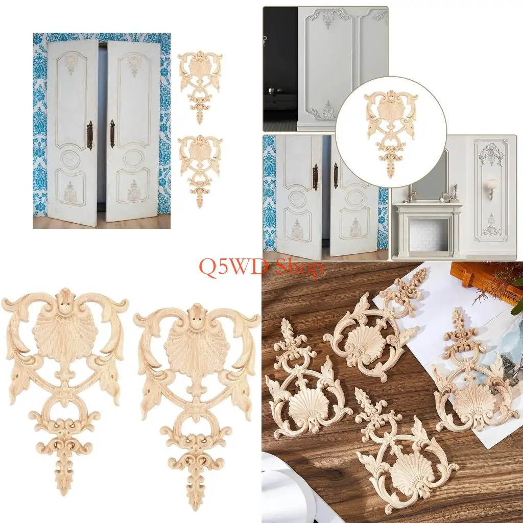 

Q5WD Corner Onlays for Bed Door Cabinet Wardrobe Furniture Unpainted Carving Decal