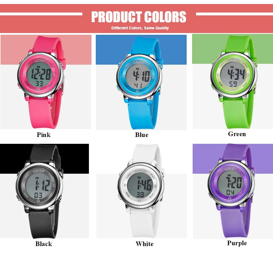 New Watch for Girl Women Sport digital LCD Watch 50M Diving White silicone strap cartoon Children Student wristwatch Kid Gifts