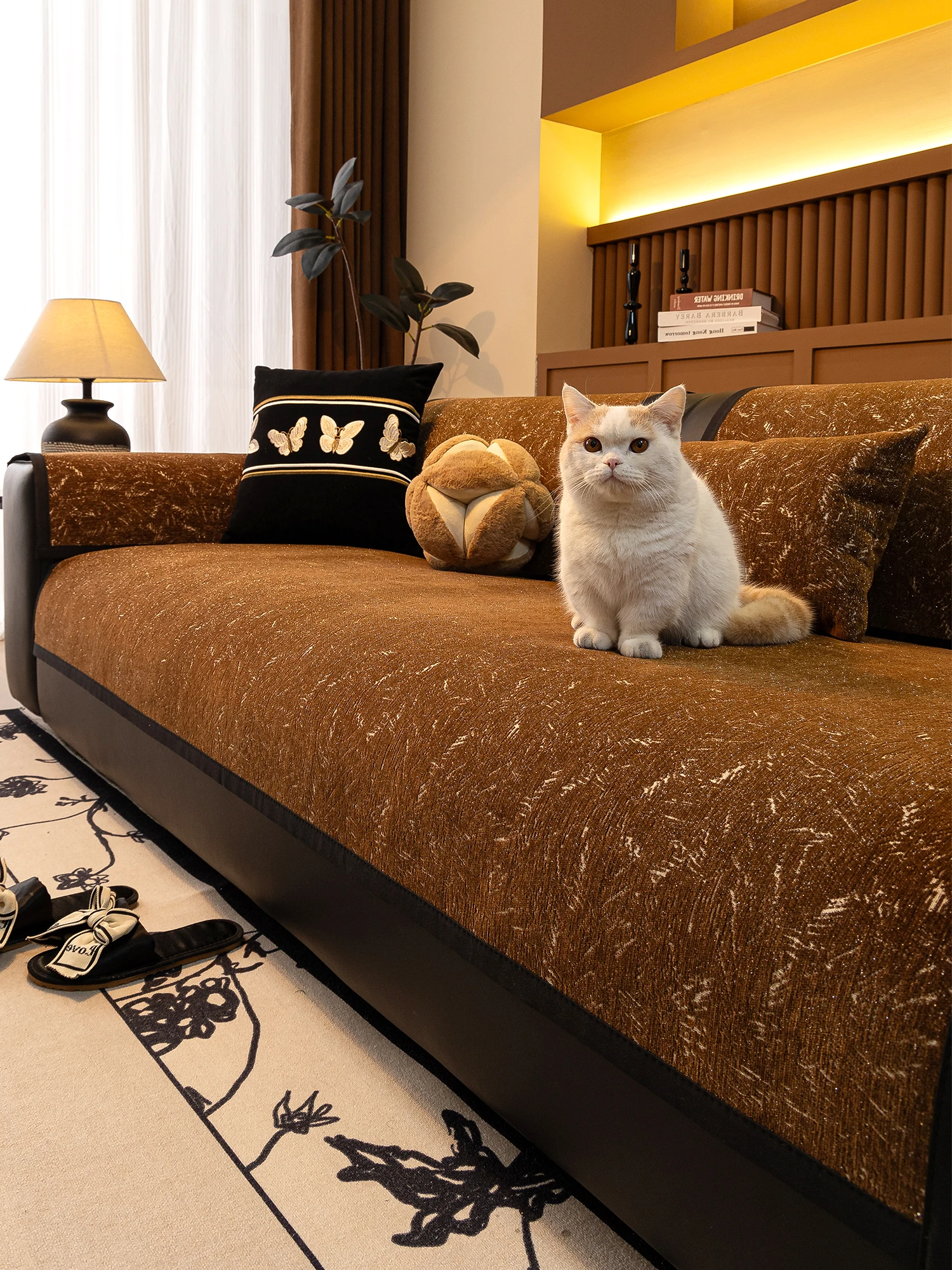 

Pure Color Sofa Cuion Fixed Anti-Slip Proof Straight Row Sofa Cover Four Seasons Universal New 2025 Yem/Also Milk Sle