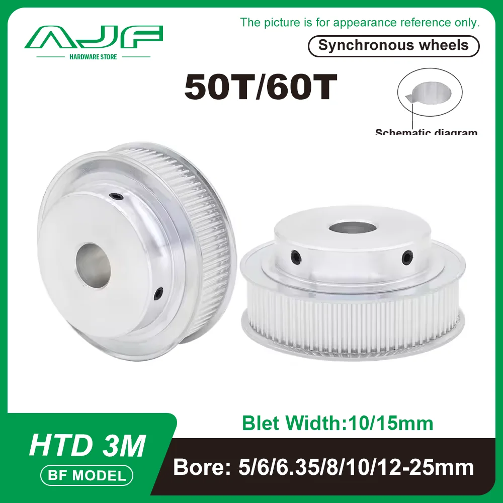 

50Teeth 60Teeth HTD 3M Pulley Bore 5-25mm Timing Pulley Belt Width 10/15mm HTD3M 50T 60T Belt Pulley Synchronous Pulley