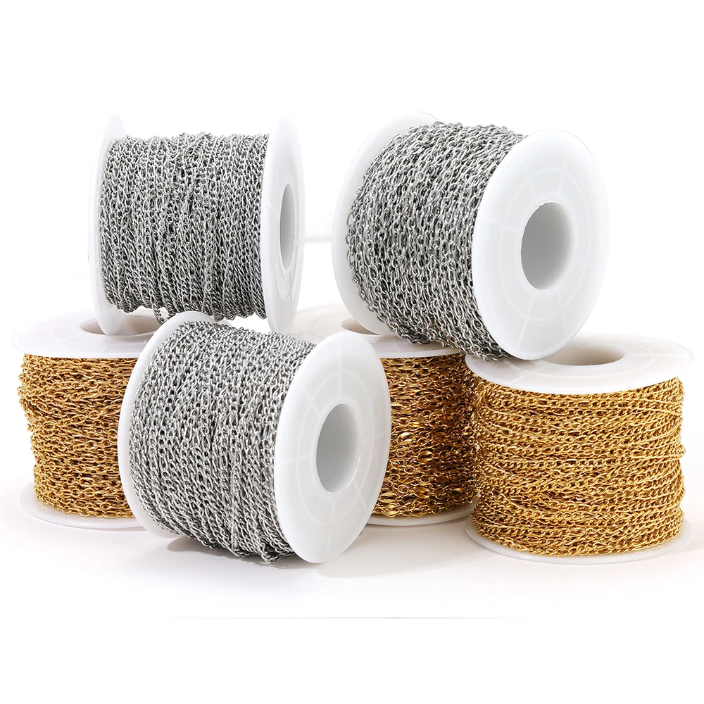 2 Meter Edelstahl 3:1 O-Link Rolo-Kette, flache Figaroketten für DIY-Schmuck, Armbänder, Halsketten, Ohrringe und Zubehör. – Detail 4