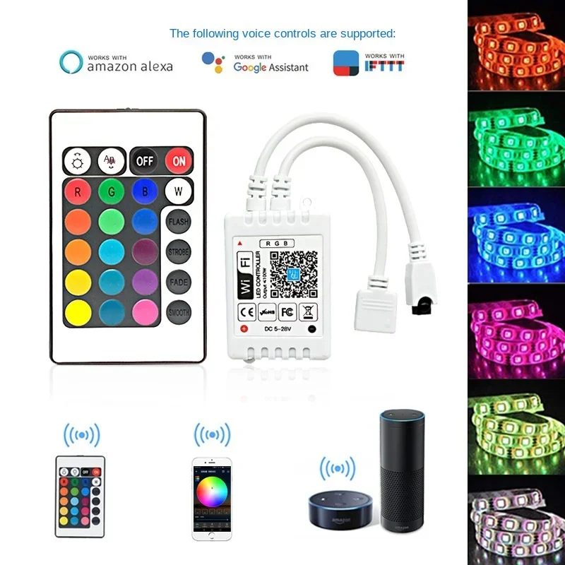 24Keys LED RGB Controller DC12V IR Remote Dimmer Controller for SMD 5050 RGB LED Strip Lights IR Remote Control Box with Battery