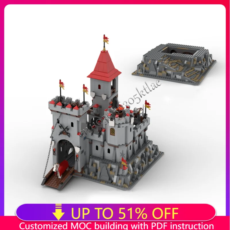 

1401 деталей, замок средневекового рыцаря, креативный архитектурный пейзаж, строительный блок, военная сцена, кирпичи, модель в сборе, игрушка для ребенка, подарок