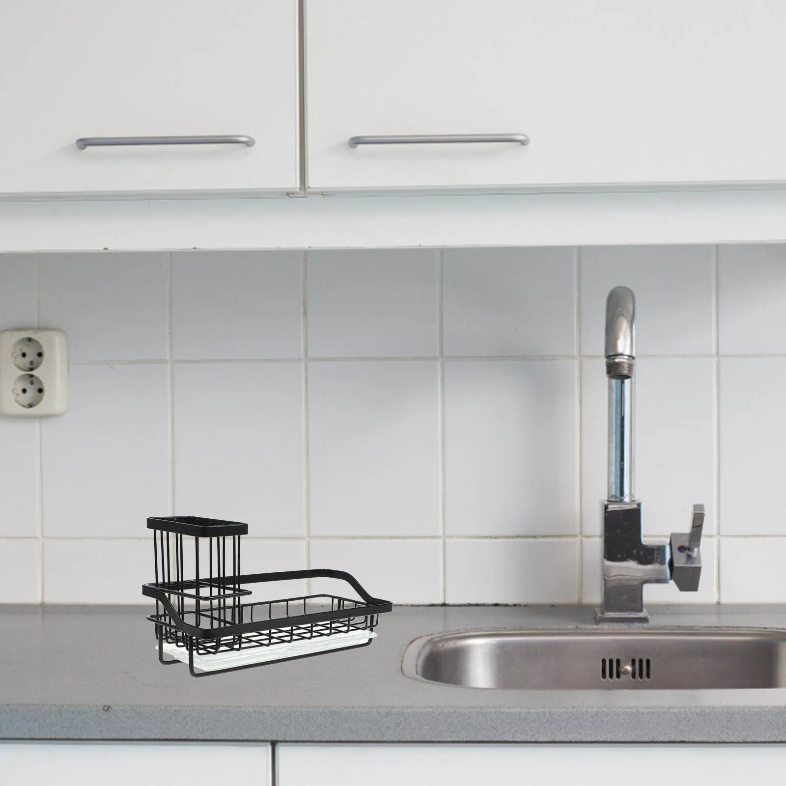 

Kitchen Sink Storage Rack Stainless Steel Sponge Holder Dishcloth Organizer Draining Rack for Kitchen Sink Sponge Soap Brush