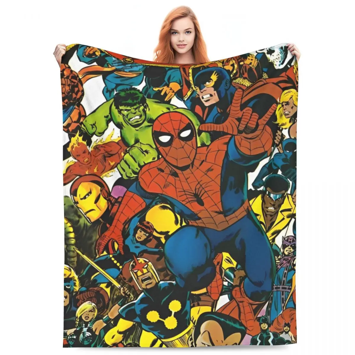 Warm Blankets Decorative Marvel Hero Characters Throw Blanket Flannel Bedspread For Home DecorPrint Sofa Bed Cover