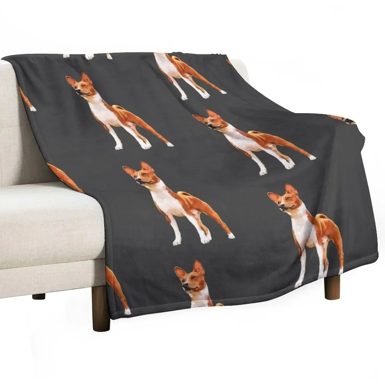 Basenji Dog Striking a Pose Throw Blanket Multi-Purpose Comforter Shaggy Blankets