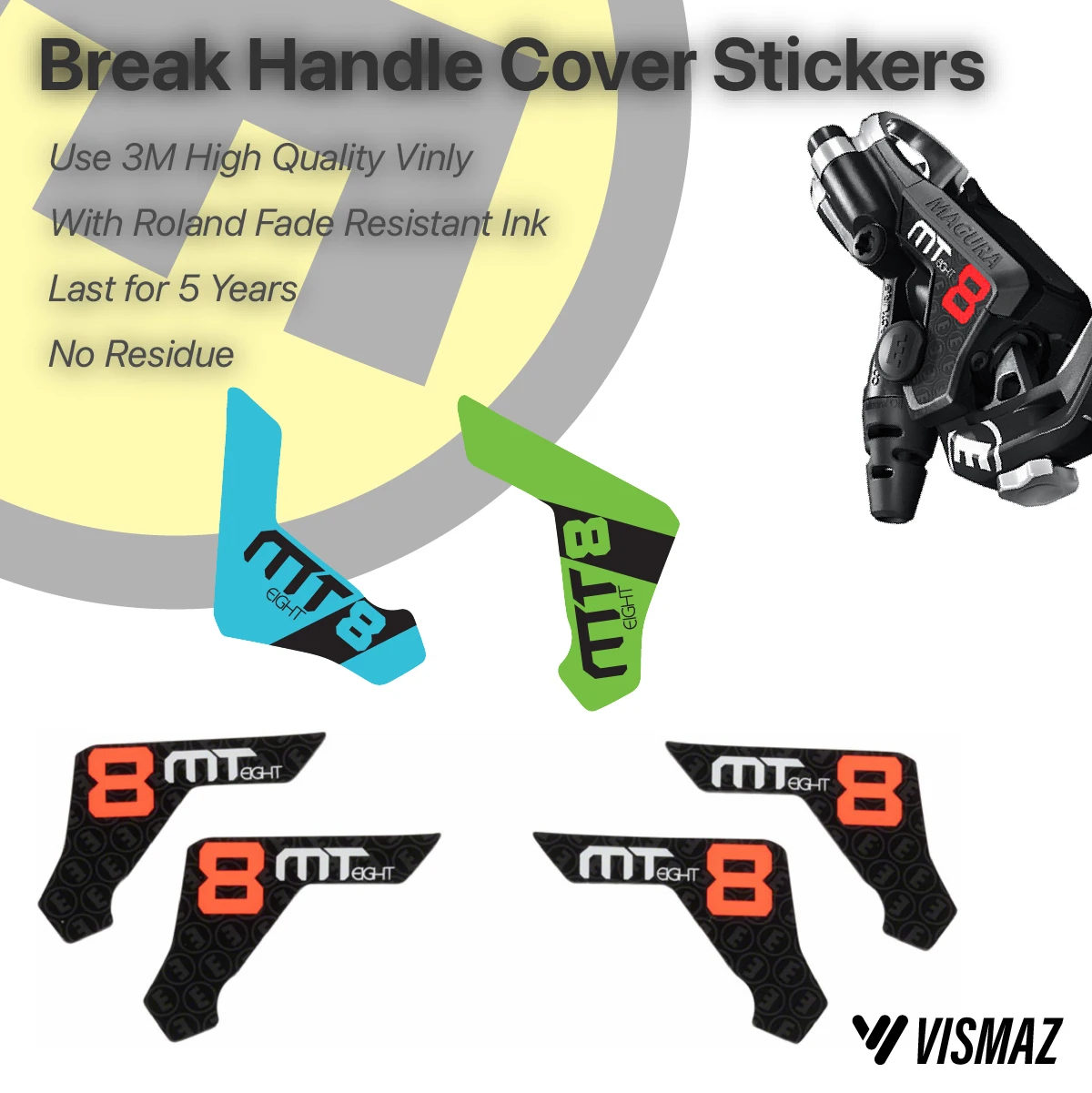 VISMAZ MT8 MTB Brake Lever Vinyl Decal Wrap Color Change Sticker Waterproof UV Resistant Protective Skin for Bicycle Brake Lever