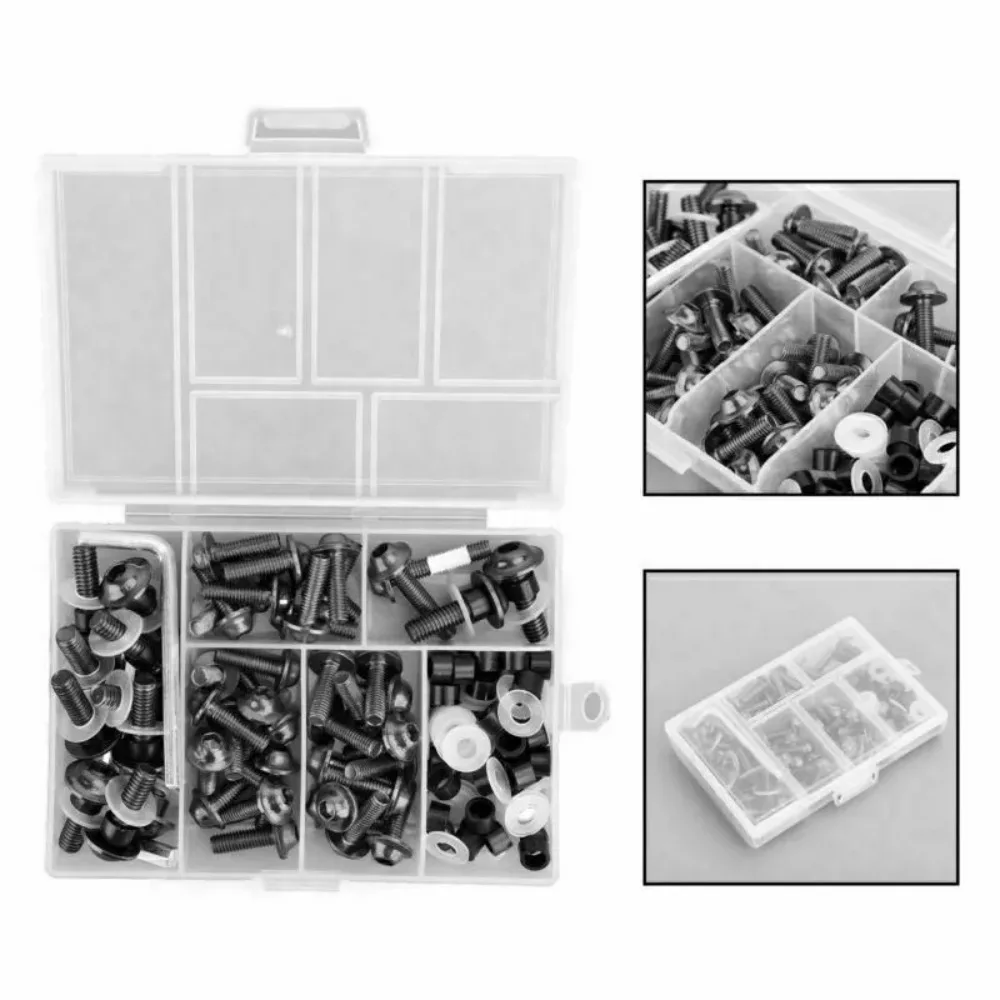 158PCS Motorcycle Fairing Windshield Body Modification Bolt Panel M5/M6 Screws Set