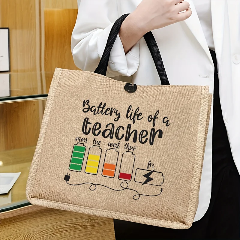 Teacher Linen Handbag with Practical Inner Pocket Design Tote for Outdoor Travel Shopping Bag Best Gift for Best Teacher Gifts