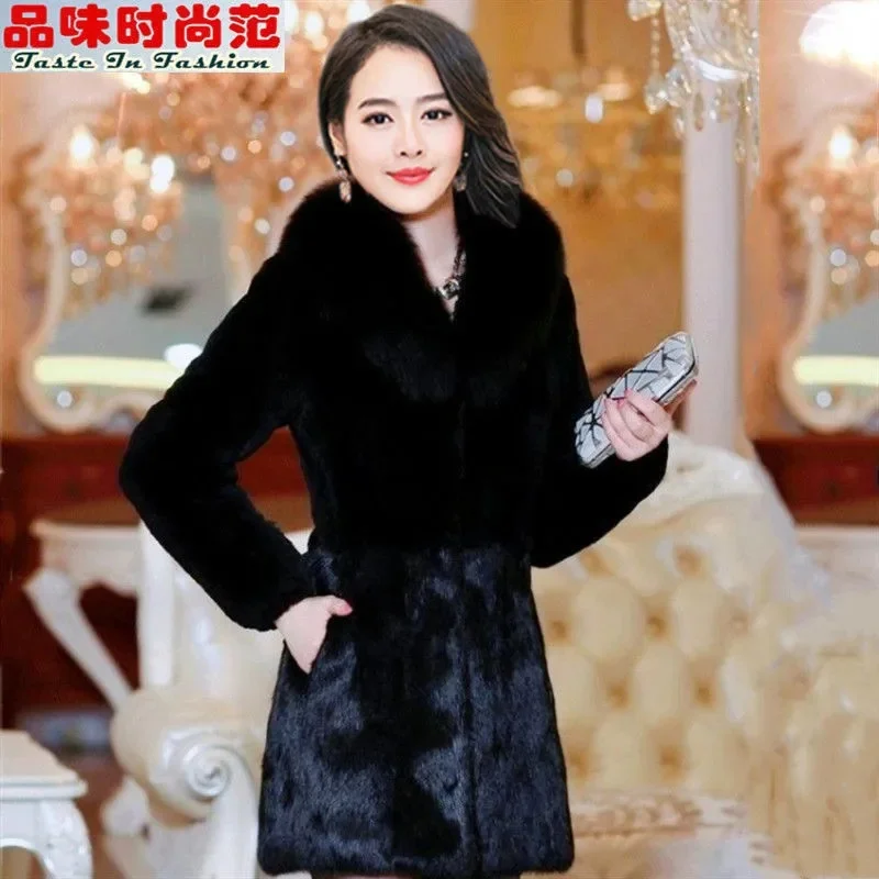 Koreanische Frauen Mode Lose Faux Pelz Outwear 2025, Damen Große Größe 6XL Pelzmantel Winter Weibliche High-End-Casual Plüsch Tops jacke