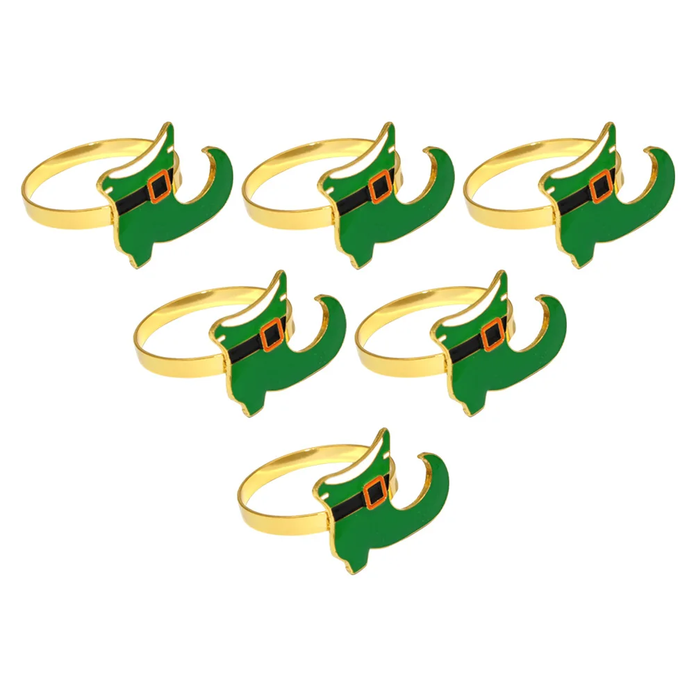 

6 Pcs Napkin Ring Patrick's Day Decorations Zinc Alloy Serviette Holder Holiday Napkin Clips Elegant Clasps Table Decor