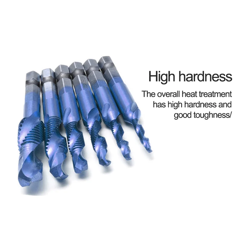 Hex Shank Screw Thread Metric Tap Drill Bits Screw Machine HSS Compound Drill Hand Tools for Metal Steel Wood Plastic,12